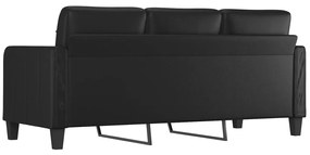 Canapea cu 3 locuri, negru, 180 cm, piele ecologica Negru, 198 x 77 x 80 cm