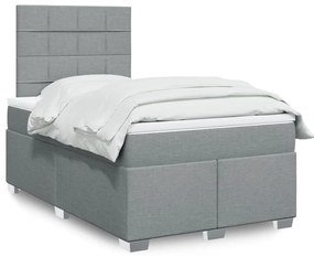 vidaXL Pat box spring cu saltea, gri deschis, 120x190 cm, textil