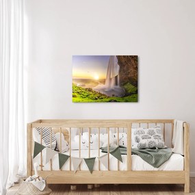 Tablou - Seljalandsfoss din spatele peșterii (70x50 cm)