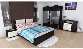 Dormitor Laguna cu pat 140x200 cu lada Wenge cu Vanilie