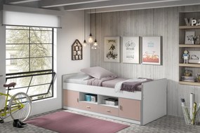 Pat cu Depozitare Integrată , Roz și Alb (PAL și MDF) Bonny – Vipack