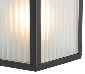 Felinar inteligent de perete pentru exterior negru cu sticlă canelată, inclusiv WiFi A60 - Charlois