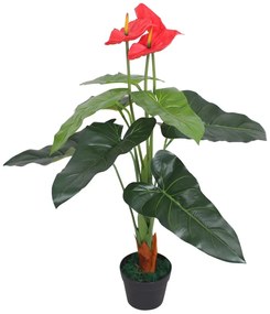 vidaXL Plantă artificială Anthurium cu ghiveci, 90 cm, roșu și galben