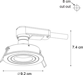 Spot modern integrat, metal gri-inchis, GU10, 50mm rotund, inclinabil - Rondoo