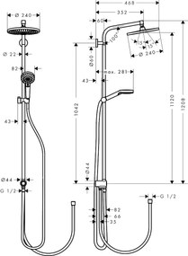 Coloana de dus Hansgrohe Crometta S 240 Reno Eco Smart, fara baterie, crom - 27270000