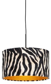 Lampă modernă cu pandantiv neagră cu abajur cu imprimeu zebră 35 cm - Combi