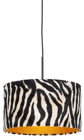 Lampă modernă cu pandantiv neagră cu abajur cu imprimeu zebră 35 cm - Combi