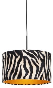 Lampă modernă suspendată neagră cu umbră zebră 35 cm - Combi