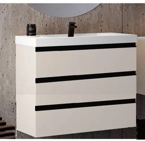 Set mobilier baie (masca stativa cu 3 sertare si lavoar) Kolpa San Harmony 100x48xH90, gri deschis