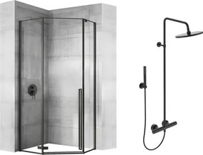 Pachet cabina de dus Rea Diamond negru 90x90 si coloana de dus Ideal Standard IdealRain negru