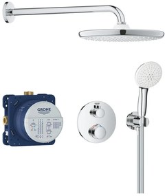 Sistem de dus Grohe Grohtherm Tempesta 210 incastrat cu baterie rotunda