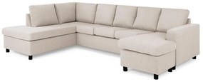 Colțar Scandinavian Choice C173Beige, Negru, 300x195x92cm, 130 kg, Picioare: Plastic