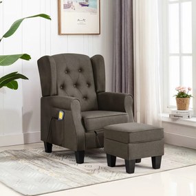 320169 vidaXL Fotoliu de masaj cu taburet, gri taupe, material textil