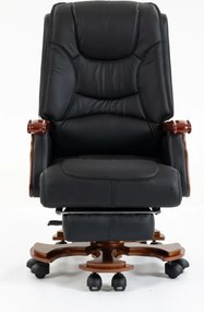 EXECUTIVE COMFORT 8007 – Scaun directorial din piele naturala si lemn masiv, Masaj in 9 puncte si Incalzire, rezistent 150 kg, Negru