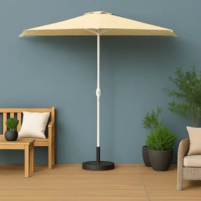 Umbrelă semirotundă de grădină, bej incl. accesorii