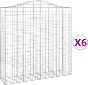 vidaXL Coșuri gabion arcuite, 6 buc 200x50x200/220 cm, fier galvanizat