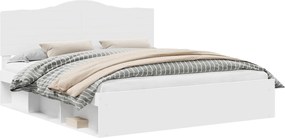 vidaXL Cadru de pat cu headboard Alb 200 x 200 cm Lemn de pin masiv