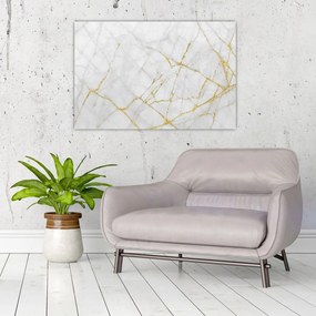 Tablou - Marmură alb- auriu (90x60 cm)
