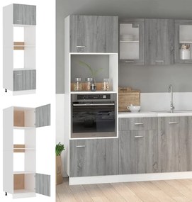 vidaXL Dulap cuptor microunde “Lyon”, gri sonoma, 60x57x207cm