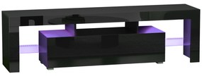 HOMCOM Comoda TV 65" max din MDF si sticla cu 3 compartimente deschise, un compartiment, lumini cu LED in 16 culori, negru | AOSOM RO