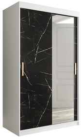 Dulap de haine 120 cm Marbelo T2 (mat alb + marmură neagră). 1064587