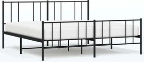vidaXL Cadru pat fără saltea, tăblie de picioare negru 180x200cm metal