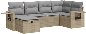 vidaXL Set canapele de grădină cu perne, 6 piese, bej, poliratan
