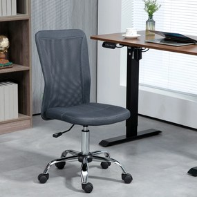Vinsetto Scaun de birou ergonomic înălțime reglabilă picioare cromate pivotant 360° îmbrăcăminte plasă gri închis | Aosom Romania