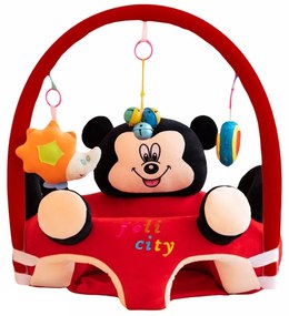 Fotoliu din plus pentru bebelusi cu spatar si arcada, Mickey Mouse, 53 cm, Rosu, FPS-48