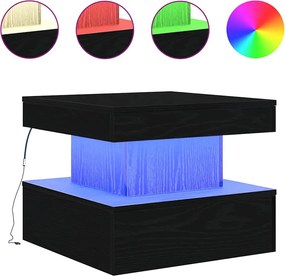 vidaXL Masuta de cafea cu lumini LED Stejar negru 50x50x40 cm