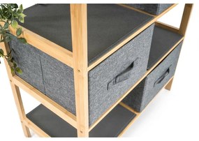 Raft din bambus cu coșuri G21, 3 rafturi, gri, 3 etaje