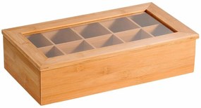 Kesper 58901 Organizator ceai bambus, 10 compartimente, 36 x 20 x 9 cm