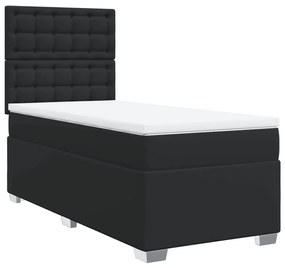 3290696 vidaXL Pat continental cu saltea, negru, 80x200 cm, piele ecologică