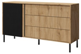 Comodă Munkki 3 (stejar + negru). 1087318