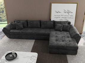 Colțar extensibil dumonde cu ladă de depozitare si sezut confortabil din spuma high-density, Loana XL Euphoria Negru II 335x185 cm