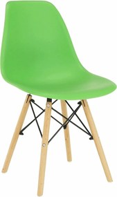 Scaun CINKLA 3 NEW, verde/fag, plastic/lemn, 46x54x82 cm