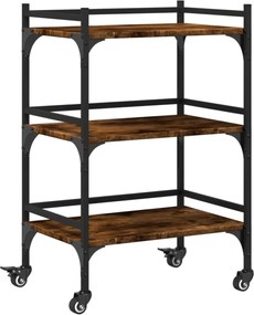 vidaXL Cărucior de bucătărie stejar fumuriu 50x35x75,5cm lemn prelucrat