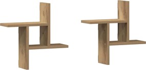 vidaXL Rafturi perete 2buc. stejar artizanal 38x12x38cm lemn prelucrat