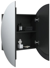 Dulap de baie cu oglinda rotunda si LED, negru, 54x54x17,5 cm Negru, 54 x 54 x 17.5 cm