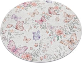 BAMBINO 61450 cerc covor lavabil Fluturi pentru copii anti-alunecare - cremă / roz