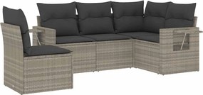 vidaXL Set canapele de grădină cu perne, 5 piese gri deschis poliratan