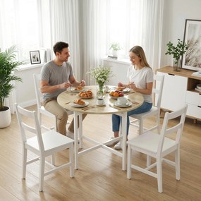 HOMCOM Masă pliabilă, masă rotundă pliabilă 80 cm cu cadru din oțel, loc pentru 2-4 persoane, aspect lemn natural | Aosom Romania