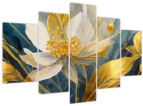 Tablou - Pictura de flori de aur (150x105 cm)