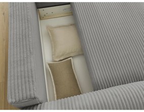 Colțar gri închis extensibil cu tapițerie din catifea reiată (cu colț pe partea dreaptă) Lucien – Bobochic Paris