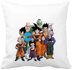 Perna Decorativa cu Dragonball Characters 2, 40x40 cm, Alba, Mata, Husa Detasabila, Burduf