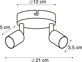 Spotlight modern alb inclinabil rotund cu 2 lumini - Jeany