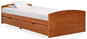 vidaXL Cadru de pat cu 2 sertare, maro miere, 90x200 cm lemn masiv pin