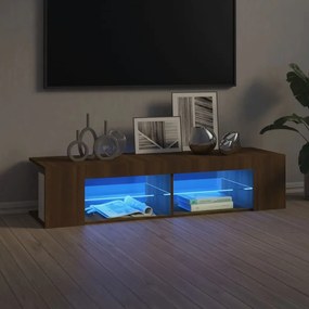 815695 vidaXL Comodă TV cu lumini LED, stejar maro, 135x39x30 cm