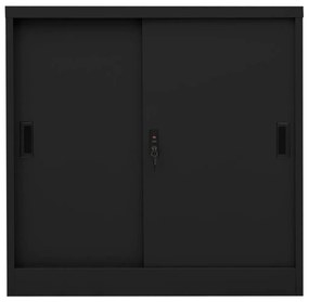 335952 vidaXL Dulap de birou cu ușă glisantă, negru, 90x40x90 cm, oțel