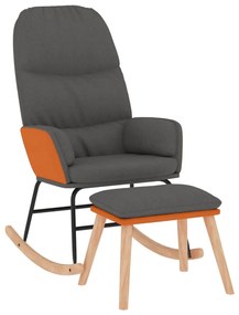 3097402 vidaXL Scaun balansoar cu taburet, gri închis, textil